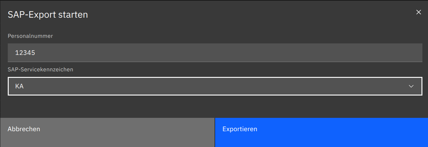 SAP-Export Dialog